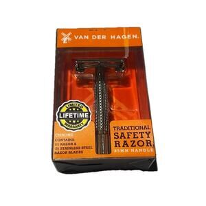 VAN DER HAGEN Traditional Safety Razor 85MM Handle 5 Blades New In Box